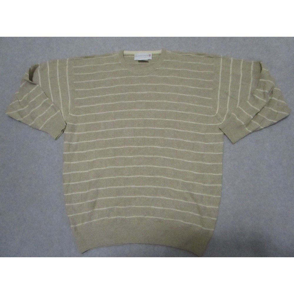 Clan Douglas Sweater Mens Extra Large Beige Striped Linen Silk Irish